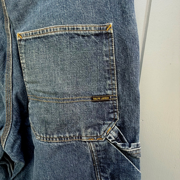 Vintage Polo Ralph Lauren x YANKEES Collab Carpenter Jeans Double Knee 34x32 - Picture 5 of 9